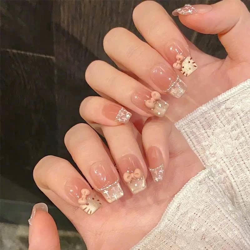  Mã M429 mẫu 24 nail giả mắt mèo kèm keo xiu bền  Nữ women  Làm Nail 