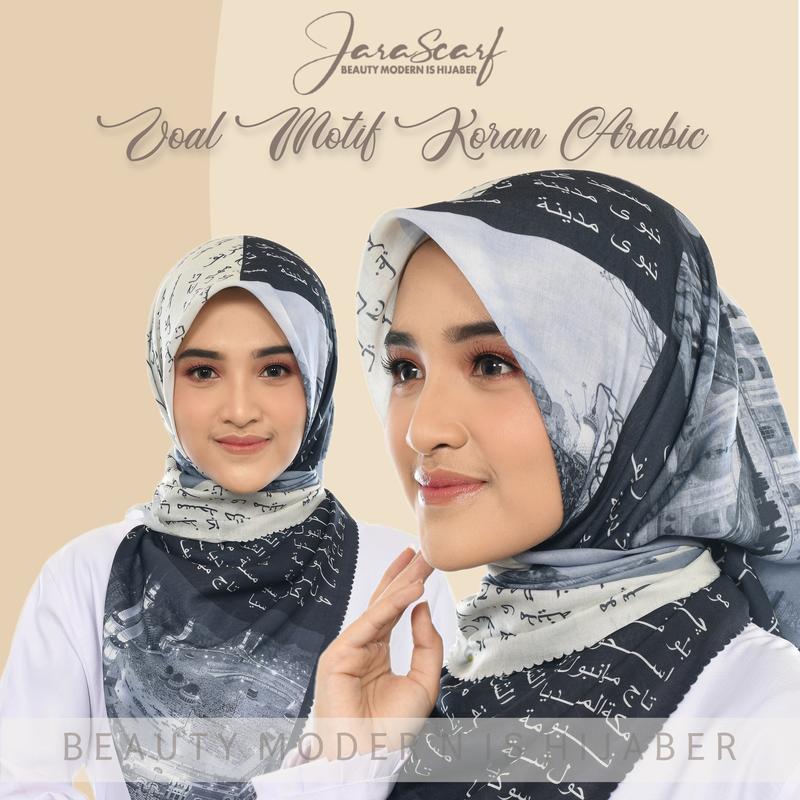 Jilbab Segiempat Voal Motif Koran Arab Voal Premium hijab 0