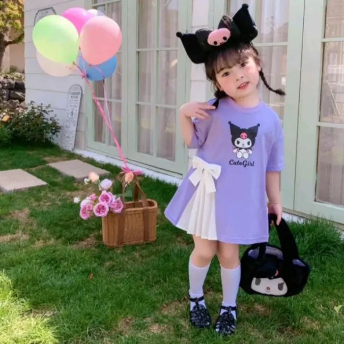 V㊚8V DRESS KUROMI ANAK DRESS ANAK KUROMI DRESS ANAK T KARAKTER KUROMI W♫28
