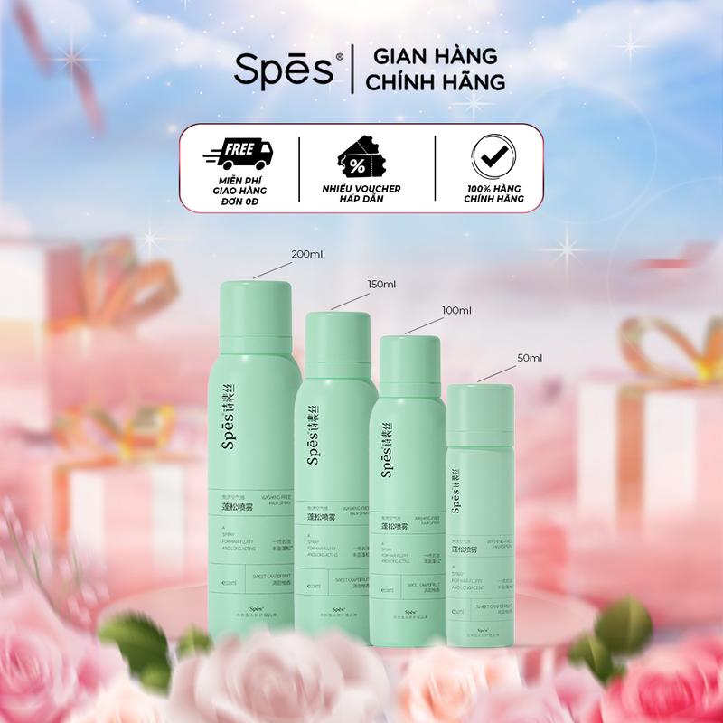 Dầu gội khô Hương Bưởi SPES dạng xịt dưỡng tóc tạo phồng cấp tốc không bết dính giữ nếp 8h size 50/150/200ml