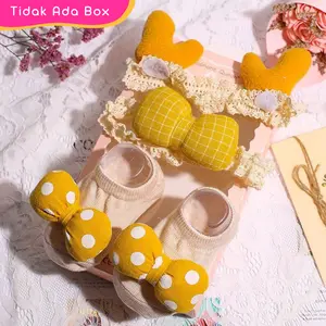 BOHOHO - Set Bandana Bayi + Kaos kaki isi 3 pcs / Headband Anak Premium  Motif  (TANPA BOX) Accessories Fashion