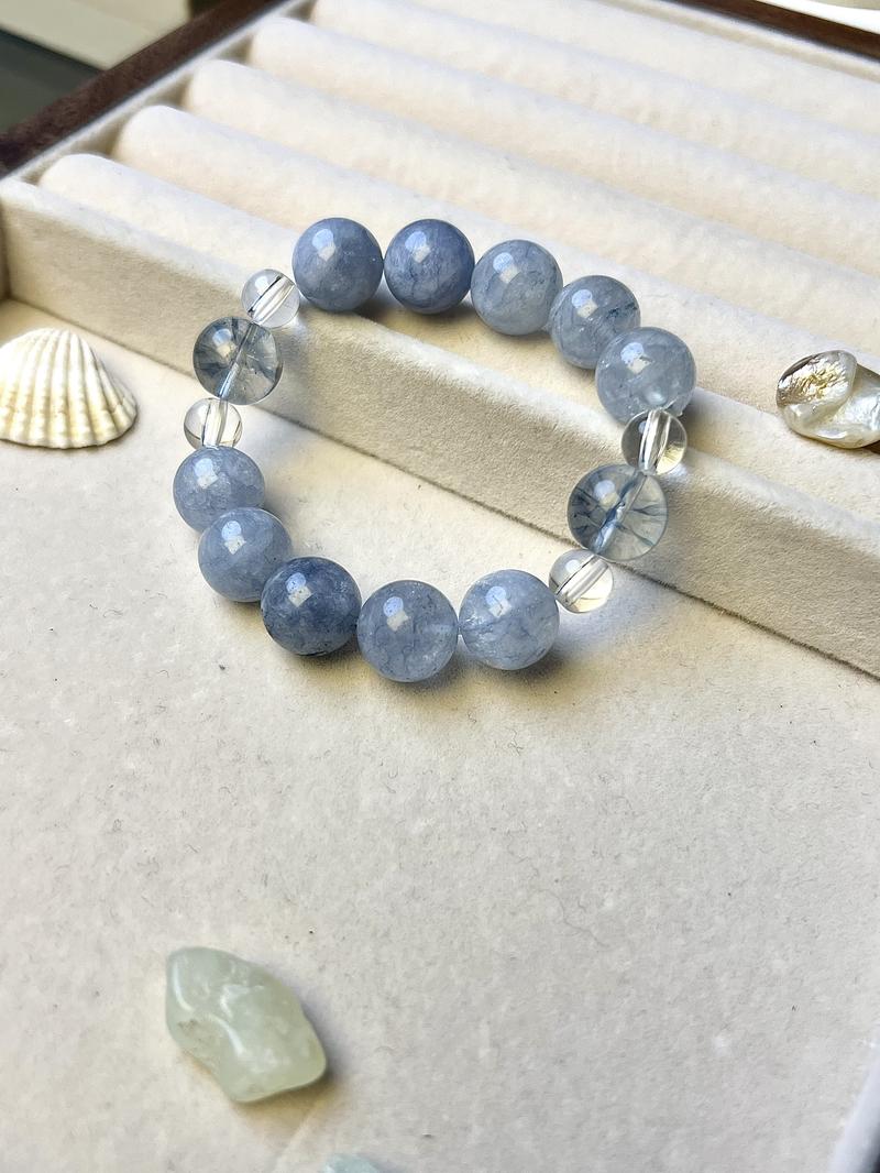 Product Introduction of "Ocean Whisper"Minimalist Chic Blue Crystal Bracelet - Effortless Style 0