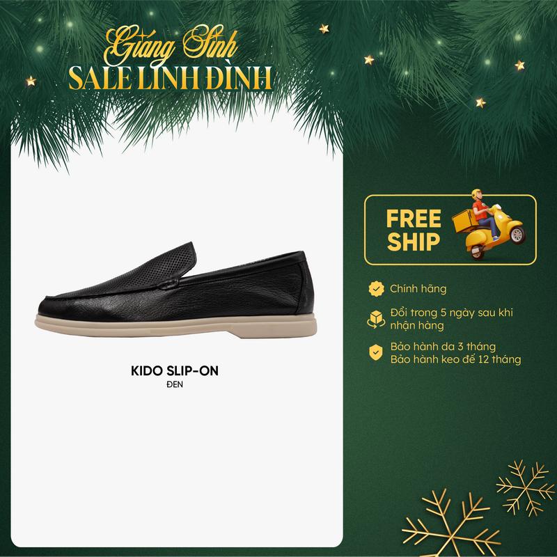  Giày thời trang lười nam Bentoni Kido Slip-on - màu Đen làm từ da bò sang trọng với đế cao su  - Giày lười nam quần âu ,giày mọi nam đẹp 2025 giay nam Giày Lười Nam 