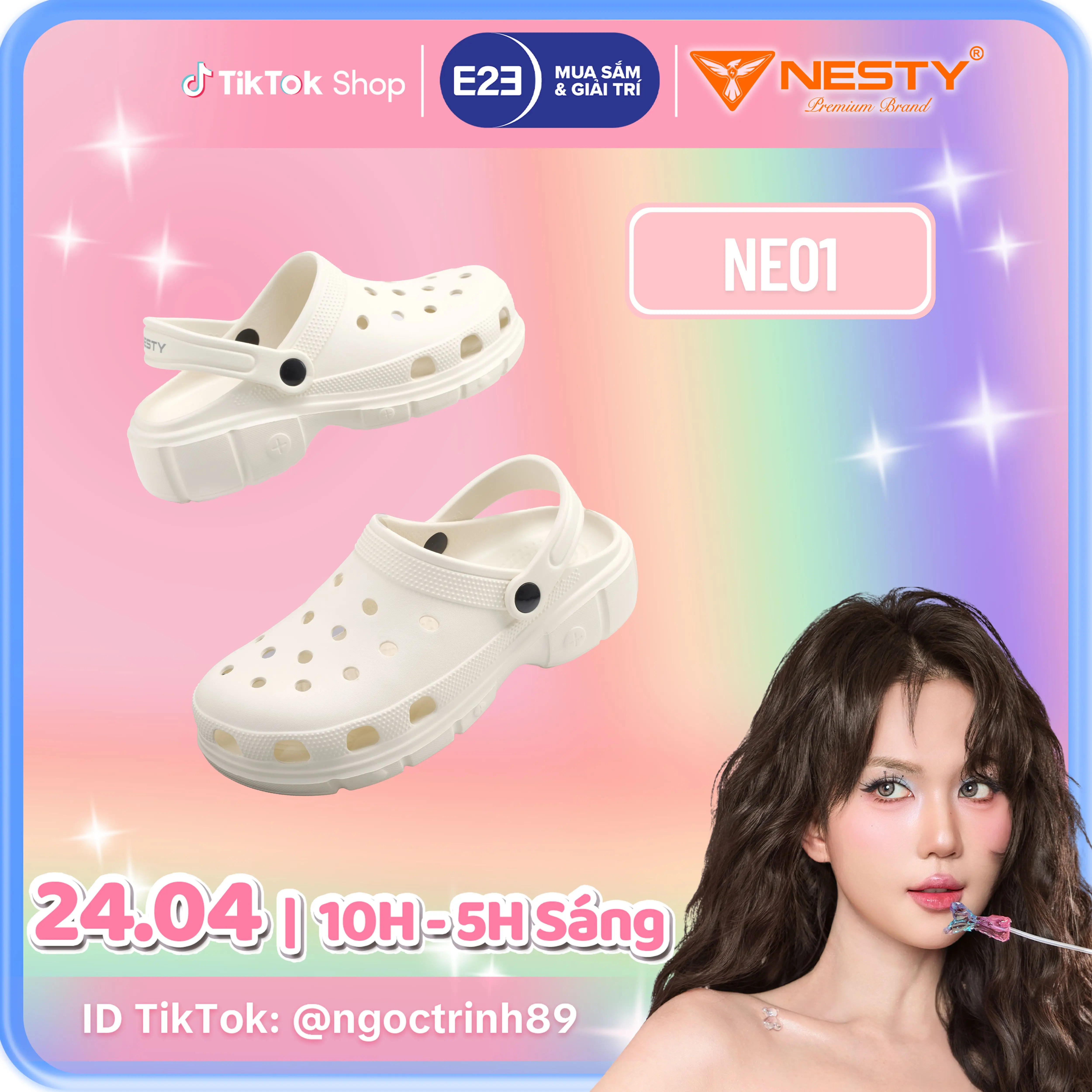 [TẶNG CHARM 3D] Dép Sục Nam Nữ NESTY Kiểu Dáng Basic Sục Đế Cao Mềm Chống Trượt NE01 Cao Su Đế Bằng