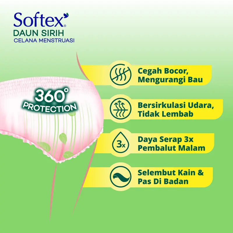 Softex Celana Menstruasi Daun Sirih 2s - Pembalut Celana Sirih 3