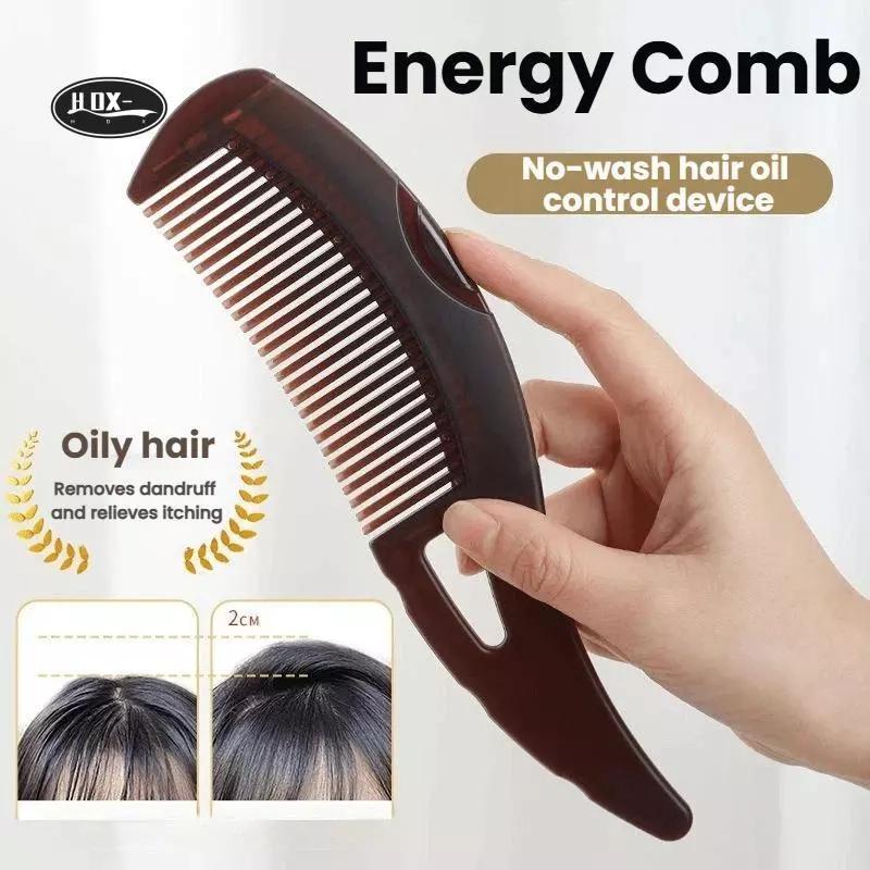 Lược Gàu Có Răng Rỗng Tự Làm Sạch & Tay Cầm Massage - Lược Giải Độc Da Đầu Cho Mảnh, Tẩy Dầu - Lược Chải Tóc Da Đầu Gàu Cho Nữ