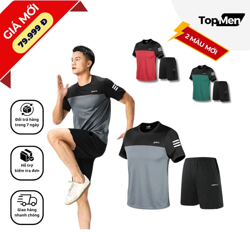 Bộ quần áo thể thao nam Topmen Fashion - D, Sport Rehular Fit, 4 màu độc đáo, vải thun có lỗ thông hơi thoáng mát, Chạy Bộ thể thao tốt
