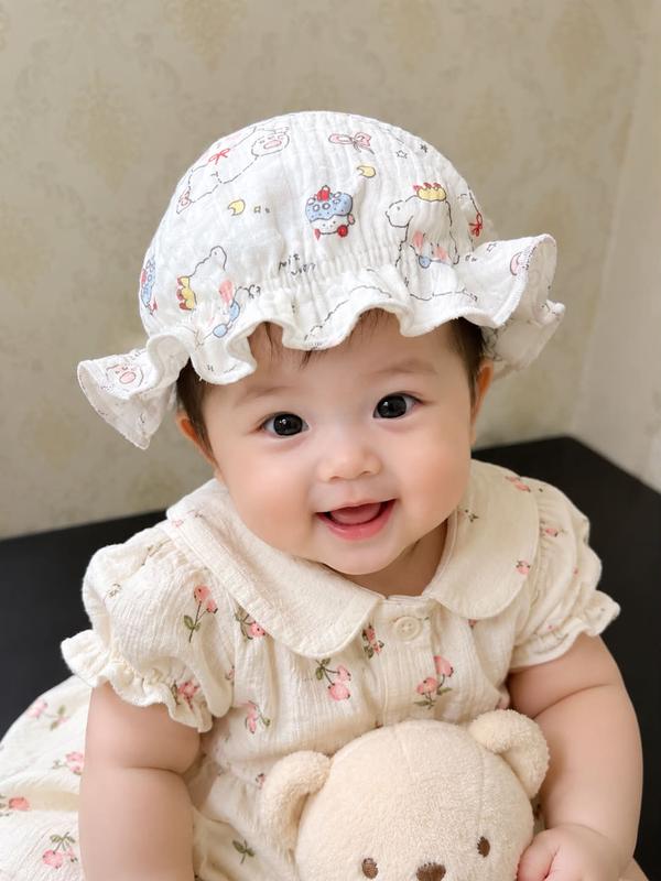 Mũ bèo cho bé mỏng mềm chất liệu Xô muslin thoáng khí 1 mặt họa tiết cho bé từ…