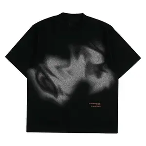 Distro Poeticluzien Kaos Boxy fit Oversized Tshirt Creent Black Combed 20s Pria dan Wanita Streetwear Panas Pendek Pazyvslancen