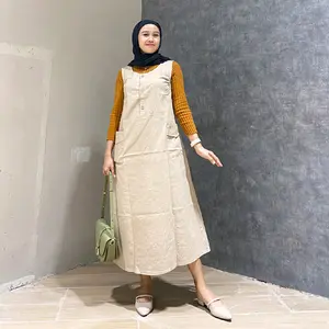 Dini fashion-Overall Temi Kancing Dress Nyaman Katun Twill premium Ld 110-120 max bb 80kg Panjang Wanita