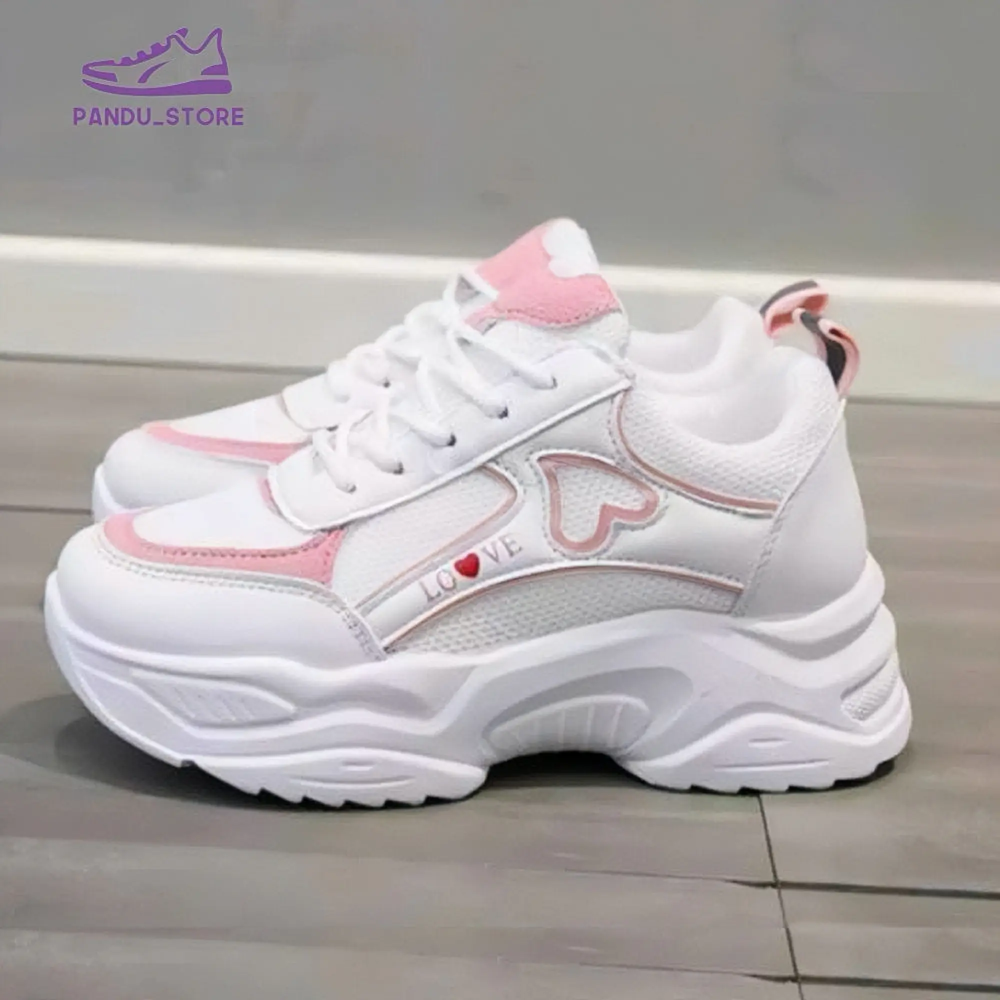 Sepatu Cewek Sneakers Wanita Love Putih Style Korea Kasual-Casual, Sport Shoes Olahraga