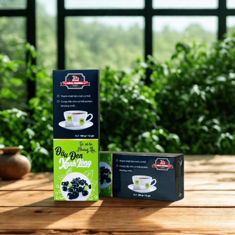 Trà Đậu Đen Xanh Lòng Túi lọc_180g hộp 12 gói Chè Tea trà đậu đen dạng túi lọc.