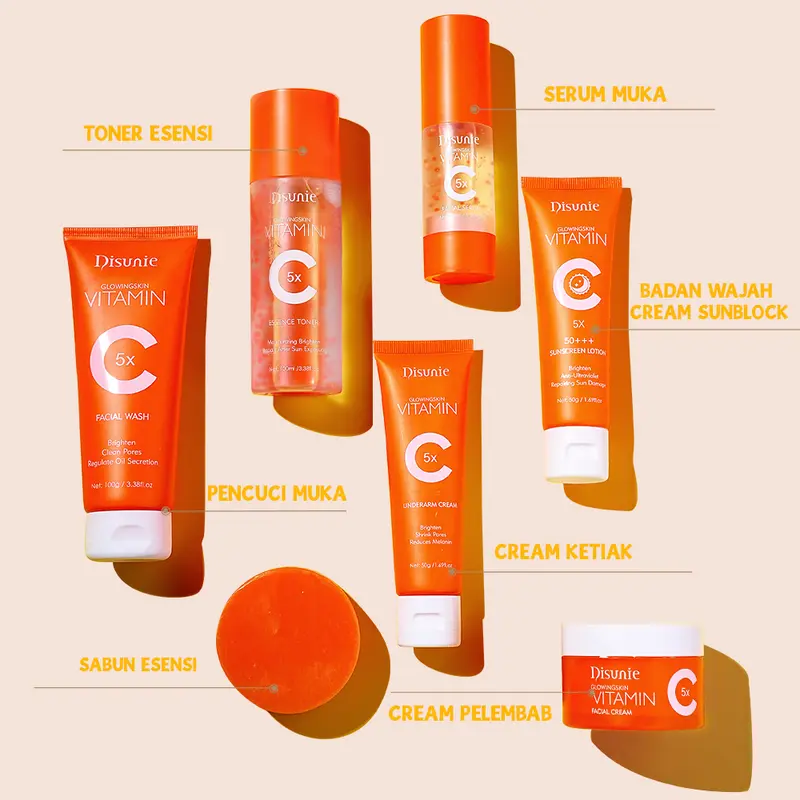 【Bpom】Disunie 5x VITAMIN C pencuci muka+serum muka pencuci muka*2 Acne-Jerawat Deep Cleanser 100g Moisturizer pelembab wajah gentle facial wash Kusam Mencerahkan Membersihkan Acid Cleansing Perawatan Extract Berjerawat Hyaluronic Aging Niacinamide 2