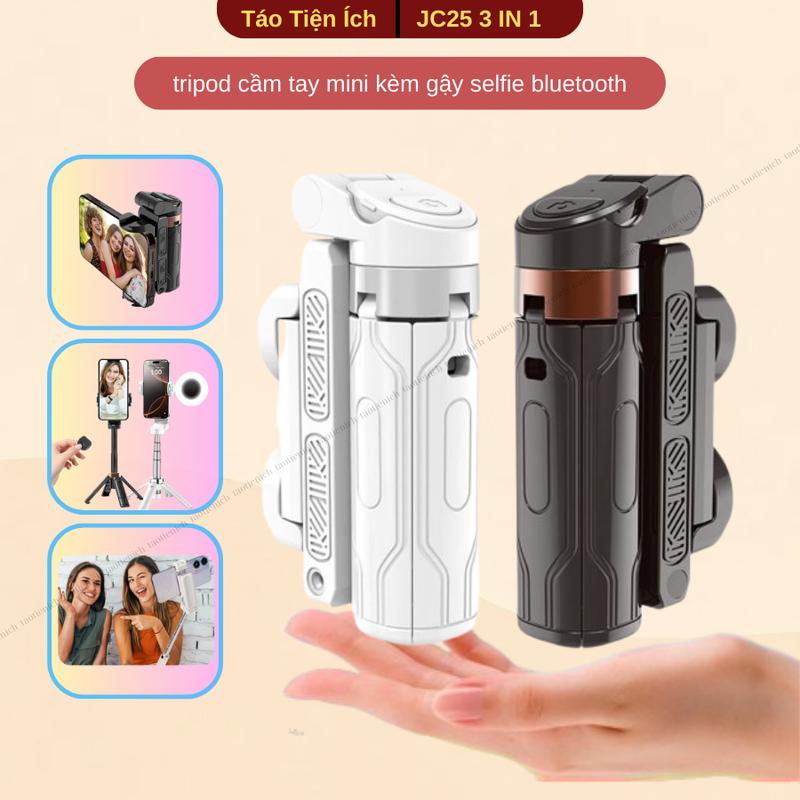  Chân Tripod Cầm Tay Mini JC25 3 IN 1 Gậy Selfie Bluetooth Có Đèn Trợ Sáng Cho Điện Thoại 
