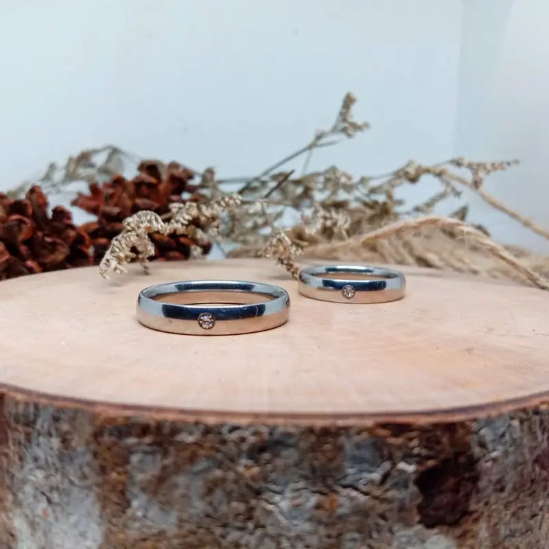 CINCIN COUPLE/NIKAH/TUNANGAN/PASANGAN PRIA WANITA FREE UKIR NAMA TITANIUM aksesoris couple Elegan Rings Stainless 4