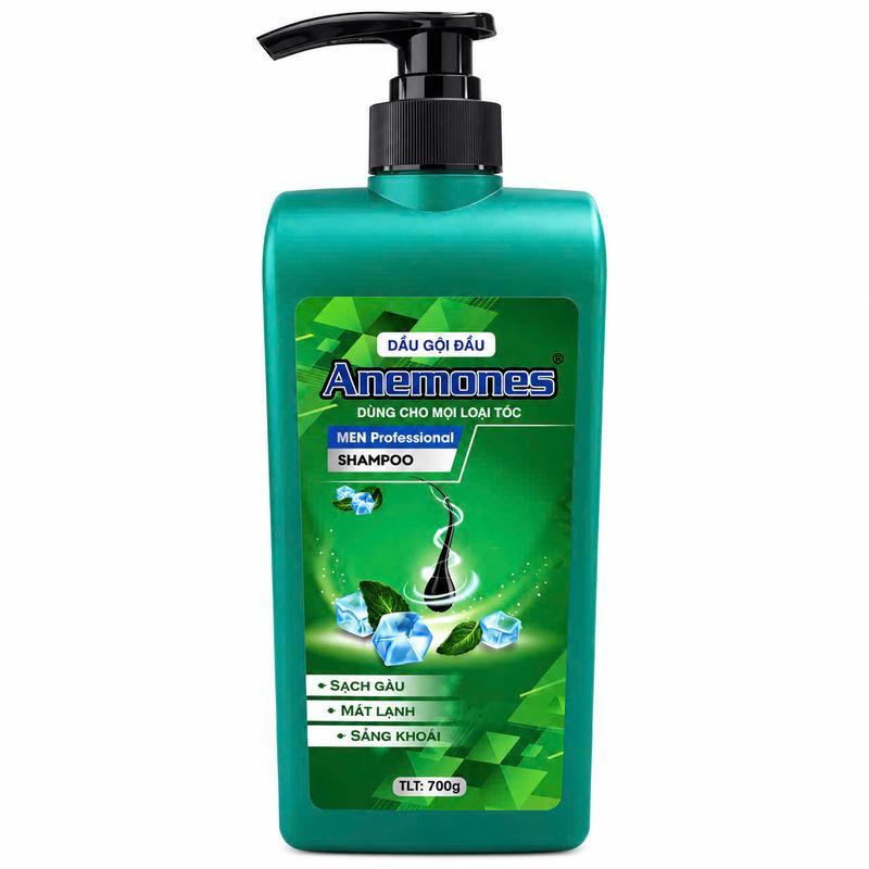 Dầu Gội Nam Anemones Bạc Hà Men Professional Sạch Gàu Mát Lạnh Sảng Khoái Hương Thơm Nam Tính 700g