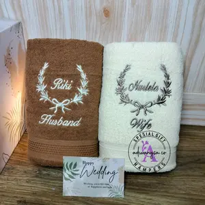 ADIWANGSA.CO - (2 HANDUK) HANDUK BORDIR COUPLE  SIZE 70X135CM  towels cepat kering handuk mandi towel
