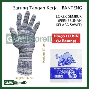 [LUSIN] W877 Sarung Tangan Kerja Warna Lorek Panjang BANTENG untuk Kebun Sawit