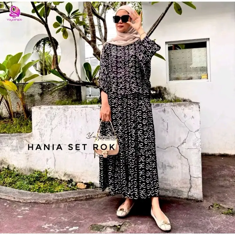 Hania Set Rok - Baju/Atasan Rayon Viscose Karakteristik Tipis dan Nyaman - Dress, Muslim 4