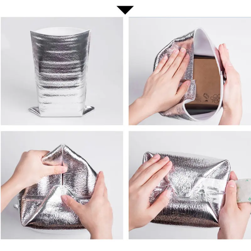 Túi Ăn Trưa, Cách Nhiệt, Giấy Bạc Nhôm, Dùng Một Lần, 20 Chiếc, Thích Hợp Cho Giao Thức Ăn, Túi Giao Hàng 6