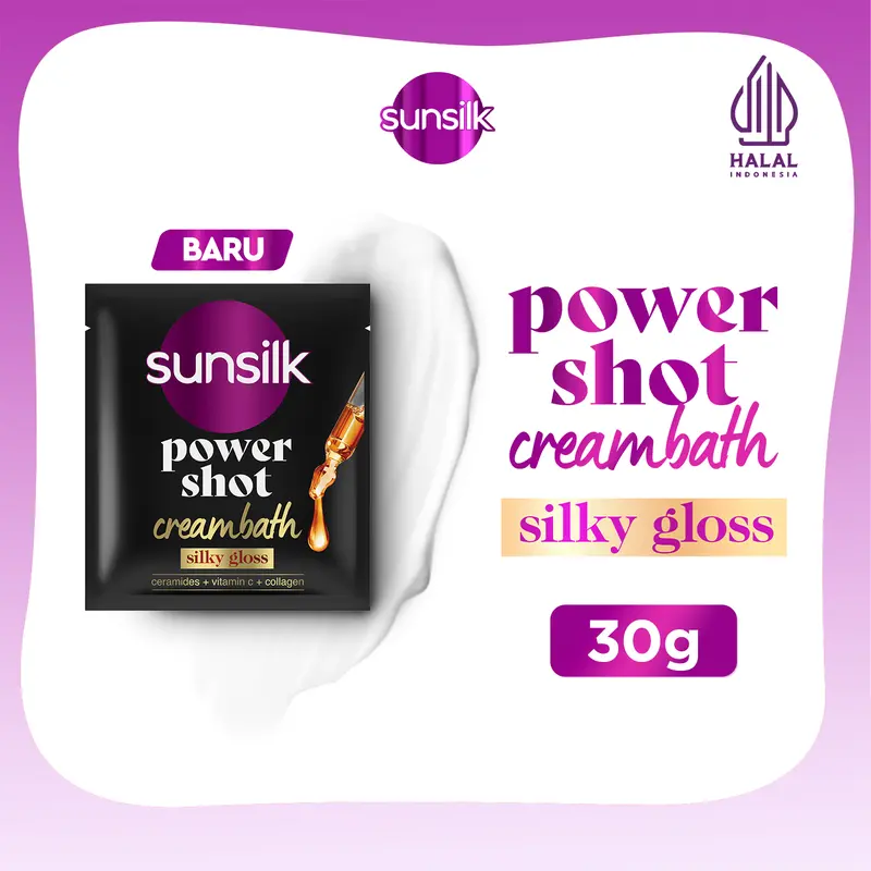 Sunsilk Powershot Creambath Rambut Silky Gloss Sachet 30G 0