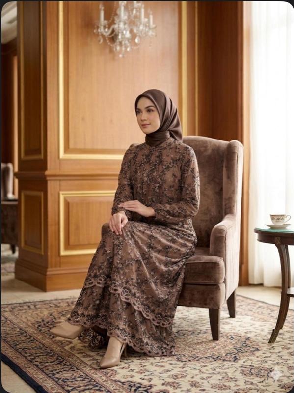 Safani series gamis tulle korneli gunting malaysia cantik dan anggun