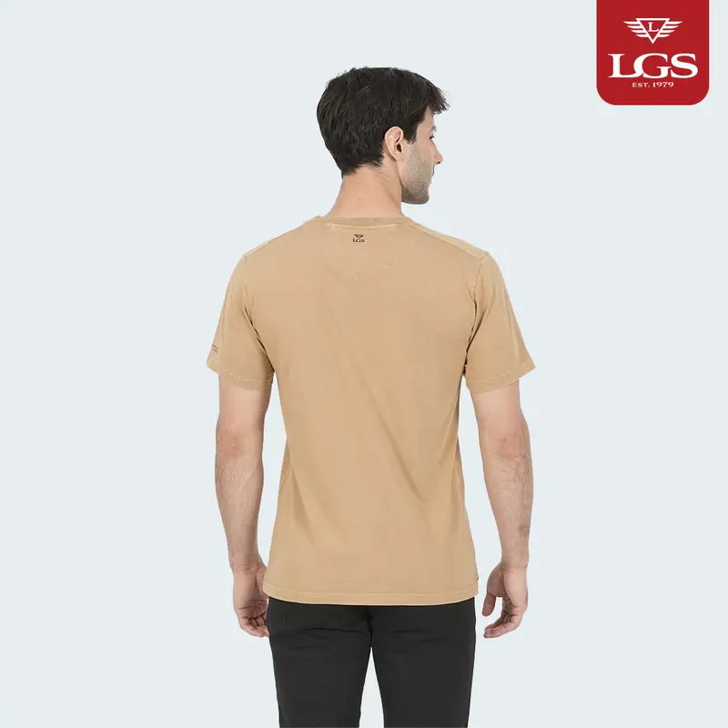 LGS - Signature Wash - Kaos Casual Pria - Sablon T-Shirt - Katun - Warna Coklat - Slim Fit - Multi 3