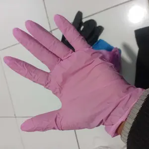 10 PCS Sarung Tangan Karet Nitrile Safeglove - Warna Random - Hitam Pink Biru Ungu - Ukuran S/M/L Latex Cleaning