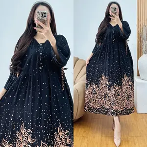 Dress Cantik Wanita Busui Kancing Aktif - Daster Chibi Rayon Tebel Lengen 3/4 Elegan