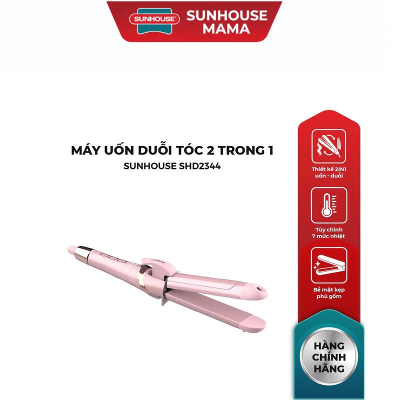 Máy uốn duỗi tóc 2 trong 1 Sunhouse SHD2344, Tích hợp 2 trong 1: Uốn và duỗi, 7 mức nhiệt linh hoạt