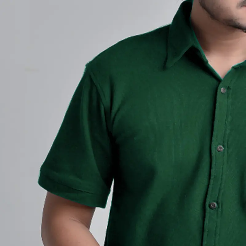 kemeja polos pria lengan pendek premium warna hijau daun 1