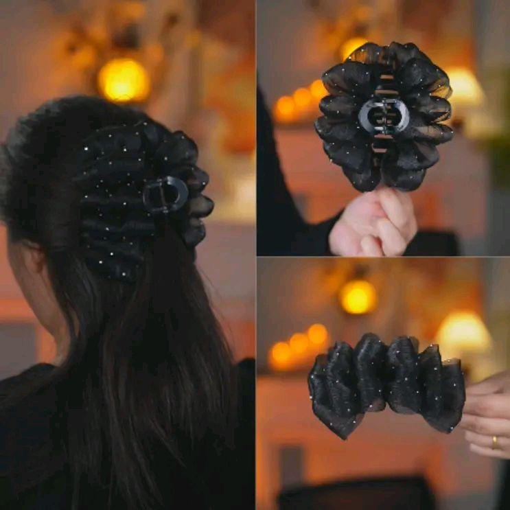 Kẹp Tóc Nơ Voan Bong Bóng Đính Đá Hàng Cao Cấp Phong Cách Thời Trang, Sành Điệu Cài Tóc Nữ Women Đinh Voan