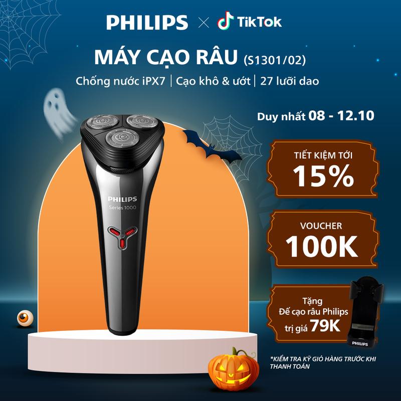 Máy Cạo Râu Du Lịch PHILIPS S1301/02, Cạo Khô và Ướt, Sạc Nhanh, Bảo Hành 24 Tháng