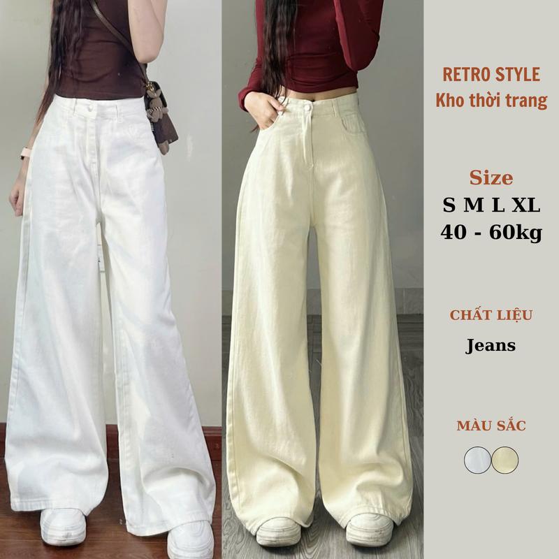  Quần jeans ống rộng nhiều màu ỐNG LOE form RỘNG dài chùm phủ chân 