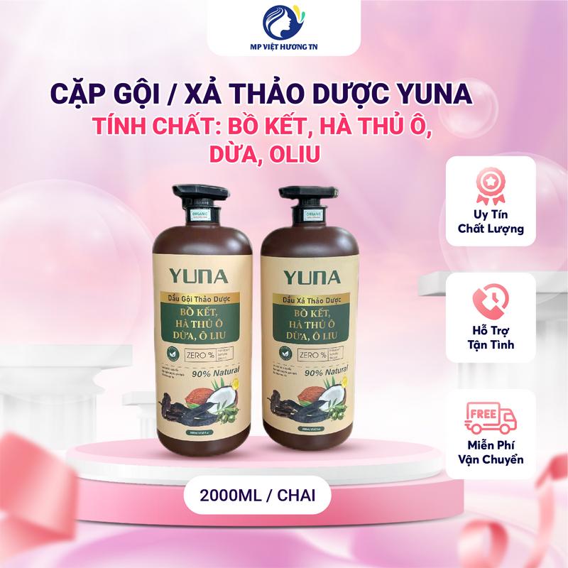   2000ml  Cặp Dầu gội Dầu xả Thảo Dược YUNA với tinh chất bồ kết hà thủ ô dừa oliu phục hồi hư tổn giảm gàu ngứa hương thơm tự nhiên phù hợp gội đầu dưỡng sinh 