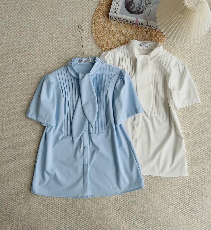 Áo Sơ Mi Thô Cổ Tàu Mí Ly Ngực Nơ Rời Lala Fashion Mã 4872