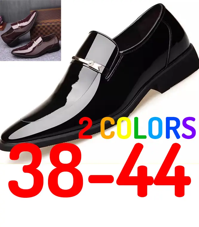 [READY STOCK] Men Office Working Business Formal Shiny PU Leather Slip On Pointed Head Dress Shoes Size 38 - 44
