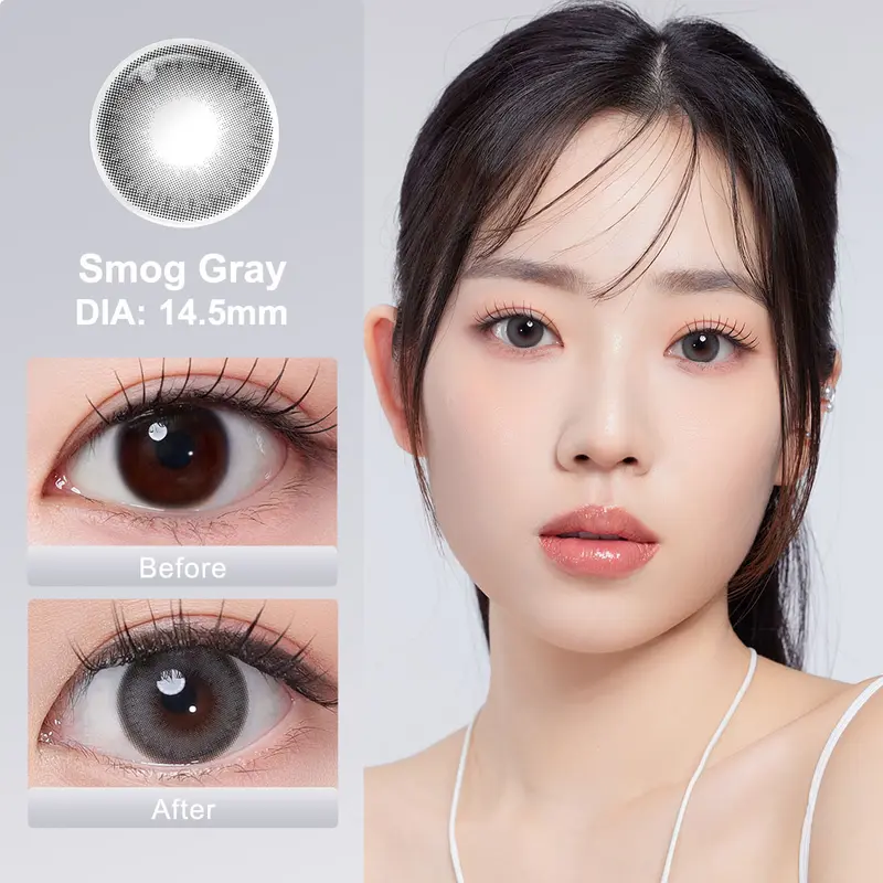 【New & Normal】Magister Softlens DIA 14.2/14.5mm Cokelat Natural Nils Brown Lens Kontak Minus 0.00~-6.00 Abu-abu Ocean Smog Gray Lensa with Case 6