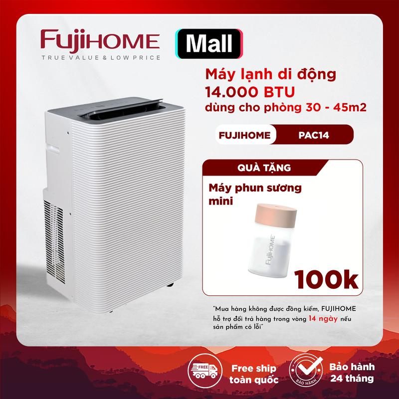   hết quà tặng  Điều hoà di động fujihome 14000BTU Máy lạnh di động kết hợp 4 chức năng  làm lạnh quạt lọc không khí hút ẩm  - có điều khiển từ xa 