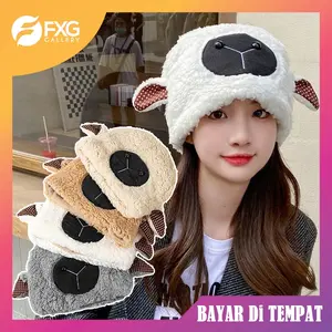 FXG - Bucket Hat Topi Kupluk Bulu Karakter Telingan Sheep Lucu Fashion Gaya Wanita Korea HAT06