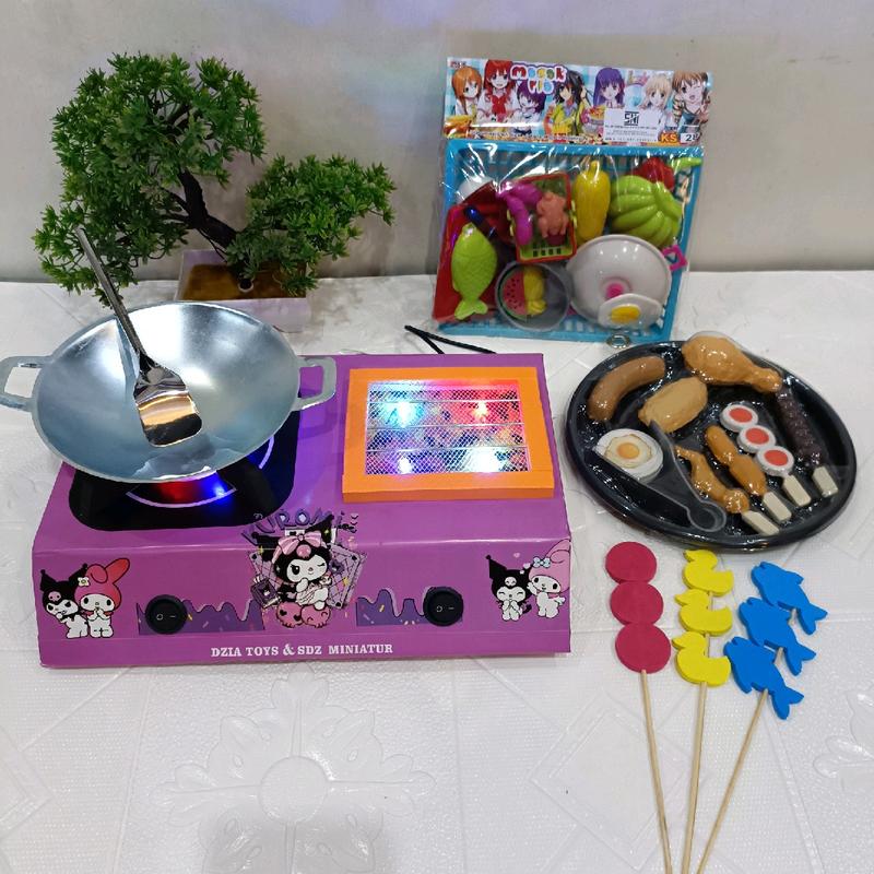 KOMPOR MAINAN 2 TUNGKU +BAKARAN BISA NYALA PAKE LAMPU LED# DORAEMON 6