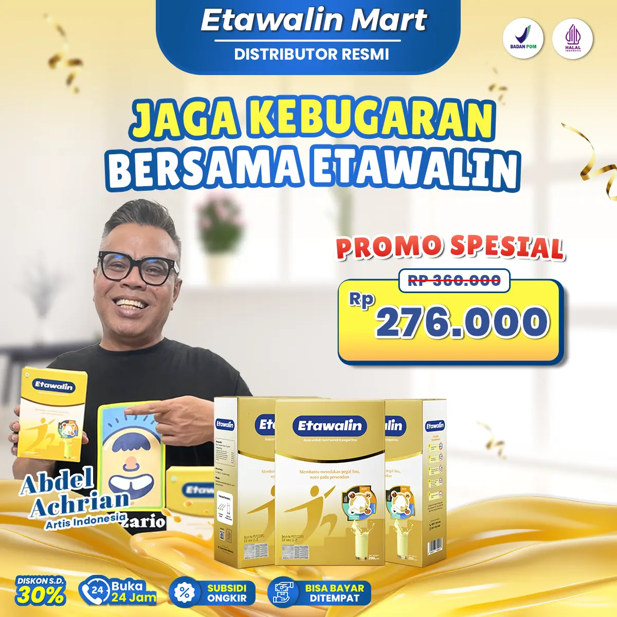 Susu Etawalin Original | PAKET 3 BOX @200 gram | Minuman yang tebuat dari Bahan pilihan seperti Etawa Kambing Dairy Milk Bubuk dipadukan dengan rempah pilihan | BPOM & HALAL |  Rasanya manis