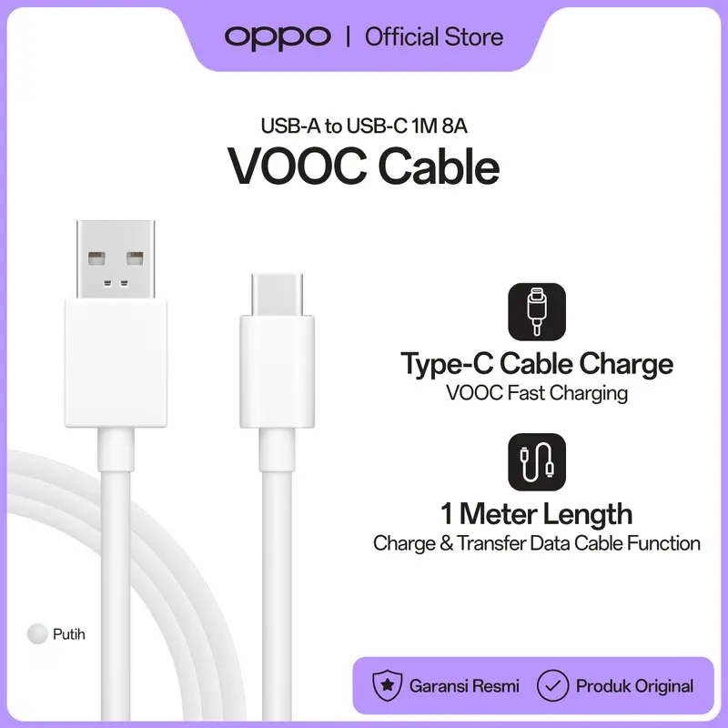 OPPO Cable USB A to USB C 1M  [VOOC Fast-Charging Cable, Type-C] Kabel