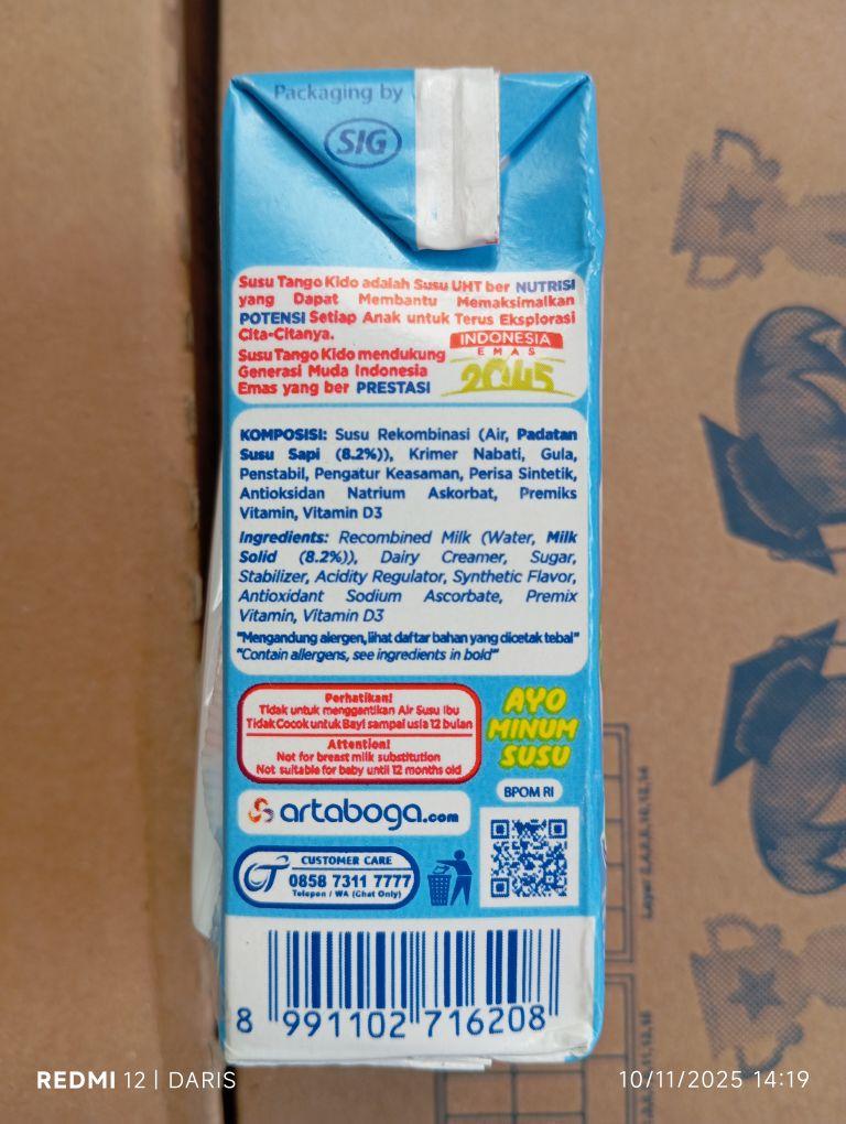 Tango Kido Susu UHT Full Cream 1 Dos Isi 36 Pcs 115ml Sumber 9 Vitamin Tinggi Kalsium & Sumberzink Tango Kido Susu UHT Full Cream 1 Dos Isi 36 Pcs 115ml Sumber 9 Vitamin Tinggi Kalsium & Sumberzink