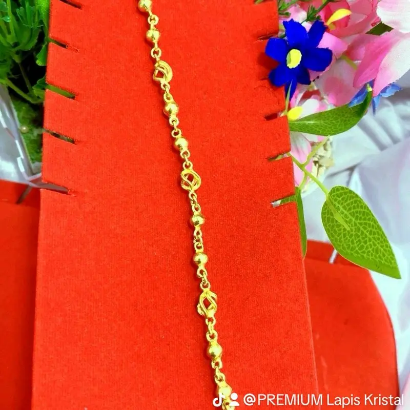 Perhiasan Gelang Bola Bola Belimbing Emas Sepuh 24k Lapis Kristal - PREMIUM LAPIS KRISTAL - 2