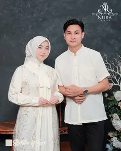 Velisha Set Couple Muslimah & Pria 2026 Crinkle Mix Brukat Swarovski Look Elegant Mewah Modern