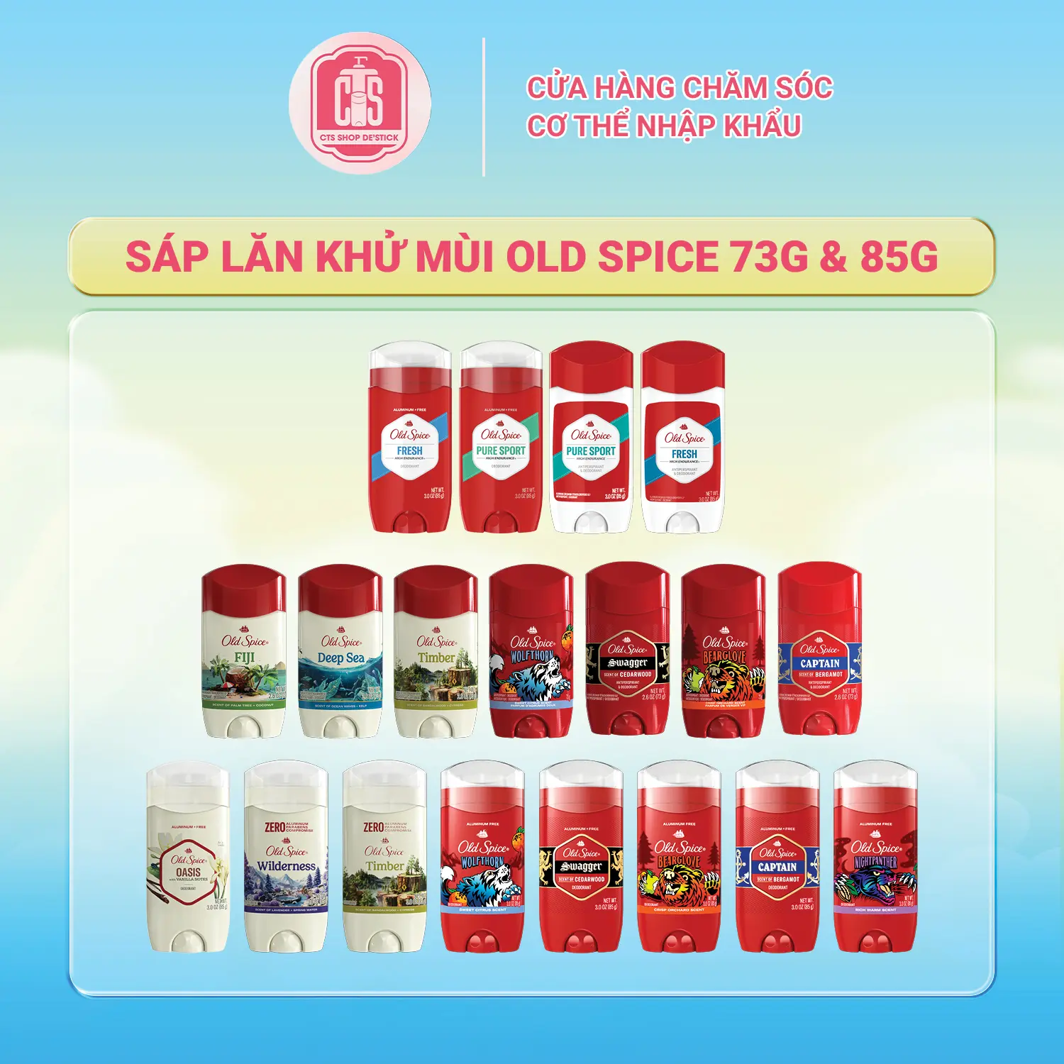 Sáp lăn khử mùi Old Spice 73g & 85g - Full Khử Mùi Hôi lăn  khử