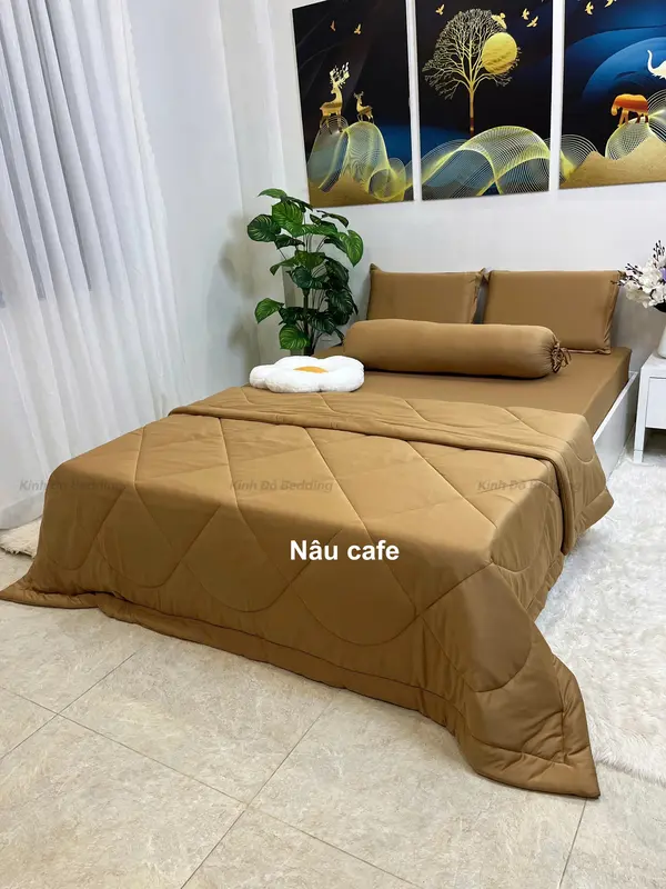 Bộ ga thun lạnh có mền 5 món đẹp decor phòng - Thun Silk - đủ size drap giường 1m4 1m6 1m8 chăn gòn cao cấp 1