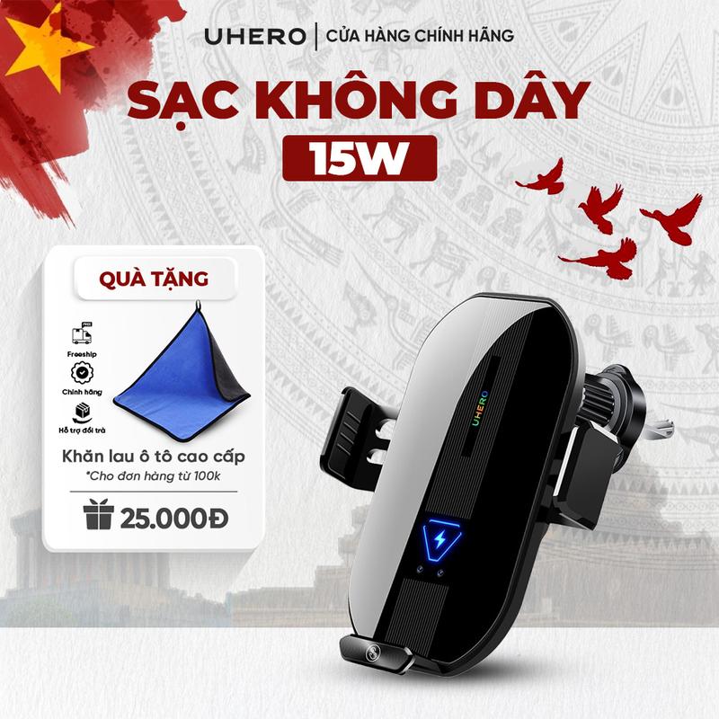 UHERO Giá Đỡ Điện Thoại Sạc Nhanh Không Dây PHAV03 Gắn Cửa Gió Taplo Kính Chắn Gió Phù Hợp Mọi Loại Thiết Bị Phụ Tùng