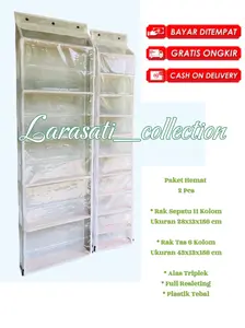 ( Paket 2IN1 RAK ) Paket Murah 2in1 Rak Tas Polos dan Rak Sepatu Polos Gantung Jumbo Plastik